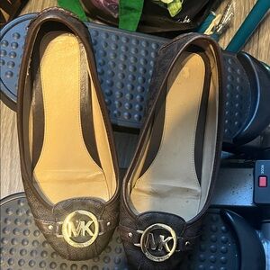 Michael Kors Dark Brown Loafers with Gold Accents